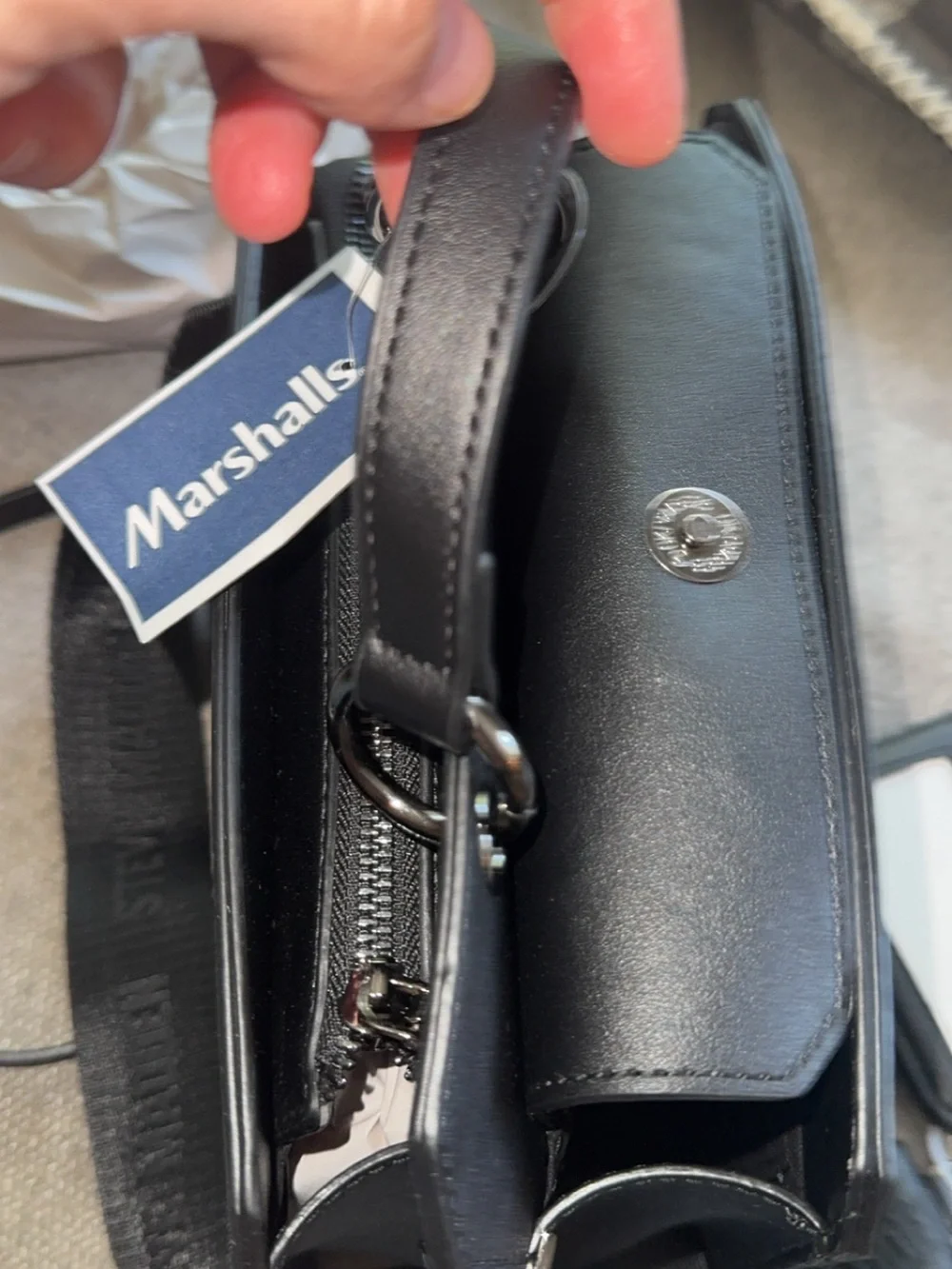 Steve Madden Spider Black Structured Messenger Bag with Coin Pouch